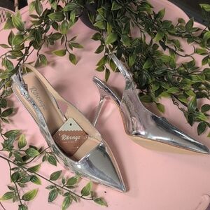 Silver Pointed Slingback Heels